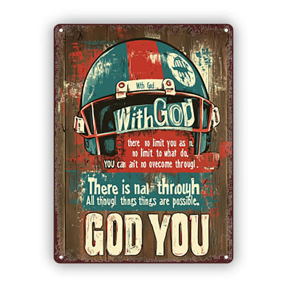 Inspirational Football Helmet Quote - Rustic Aluminum Metal Sign for Kitchen & Pub Decor, Faith-Based 8x12 Wall Art    Home Decor Supply | Online Retail | ShoreShopper.com