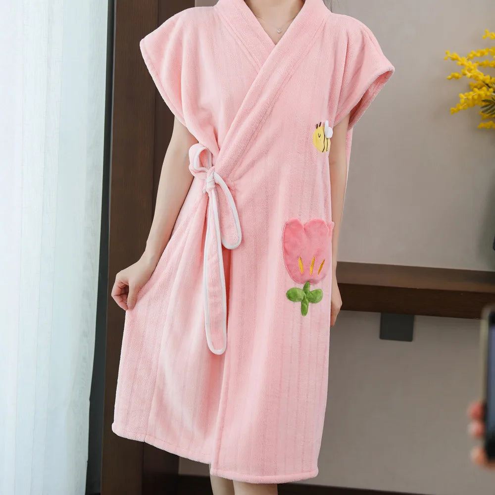 Wearable Bath Towel Bathrobe Women's Homewear Absorbent Quick-drying Comfortable Casual Soft Breathable Loose Nightgown Ladies    Your Coastal Marketplace | Shoreshopper.com