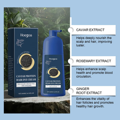 Caviar Protein Hair Dye Shampoo Gray White Hair Color Treatment Smoothing Nourishing Fast Natural Herbal Color Hair Cream 500ml - ShoreCo.Shop