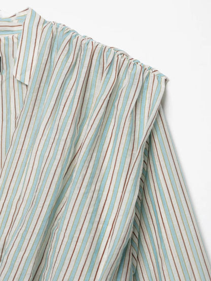 Women Sexy Shirts Spring Summer New Female V-Neck Long Sleeve Shirt Waist-Cinching Striped Tops Lady Chic Casual Holiday Blouses    Your Coastal Marketplace | Shoreshopper.com