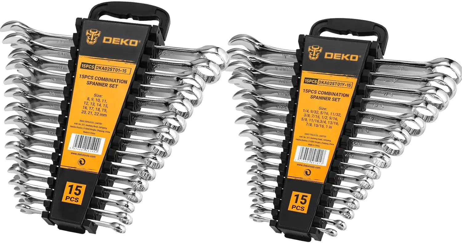 DEKOPRO Combination Wrench Set SAE / Metric,  1/4'' to 1'' & 8-22mm, 12-Point, Chrome Vanadium Steel    Home Decor Supply | Online Retail | ShoreShopper.com