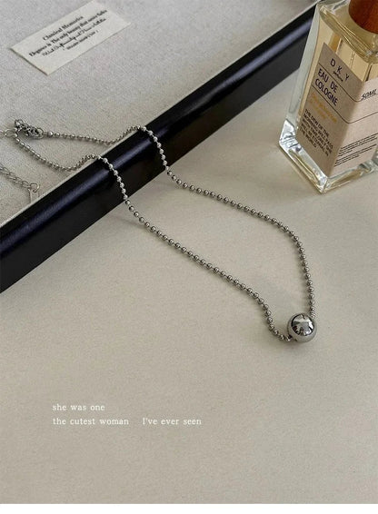 Personality Design Silver Color Stainless Steel Beaded Ball Pendant Necklace for Women Double Layer Hip Hop Rock Chokers Jewelry    Home Decor Supply | Online Retail | ShoreShopper.com