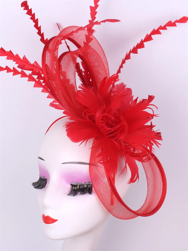 Light blue feather headwear, women's formal event Derby headwear, elegant ladies' hat, fashionable wedding headwear hat    Your Coastal Marketplace | Shoreshopper.com