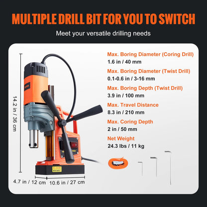 SucceBuy 1300W 1400W 2" Electric Drilling Machine Magnetic Drill Press Boring Diameter Power Drill 810 PRM Drill    Home Decor Supply | Online Retail | ShoreShopper.com
