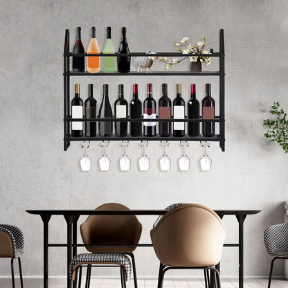 Wall Mounted Iron Wine Rack Bottle Champagne Glass Holder Shelves Bar Home Party Light and Strong Durable Unique Design Decor    Home Decor Supply | Online Retail | ShoreShopper.com
