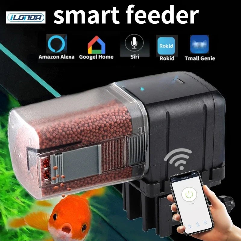 Automatic Aquarium Fish Tank Feeder Timing/Wifi Wireless Smart Phone App Intelligent Speaker Voice Remote Control Fish Feeding - ShoreCo.Shop