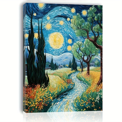 Starry Night Canvas Wall Art with Wood Frame - Perfect Home & Office Decor, Ideal Gift for Any Occasion    Home Decor Supply | Online Retail | ShoreShopper.com