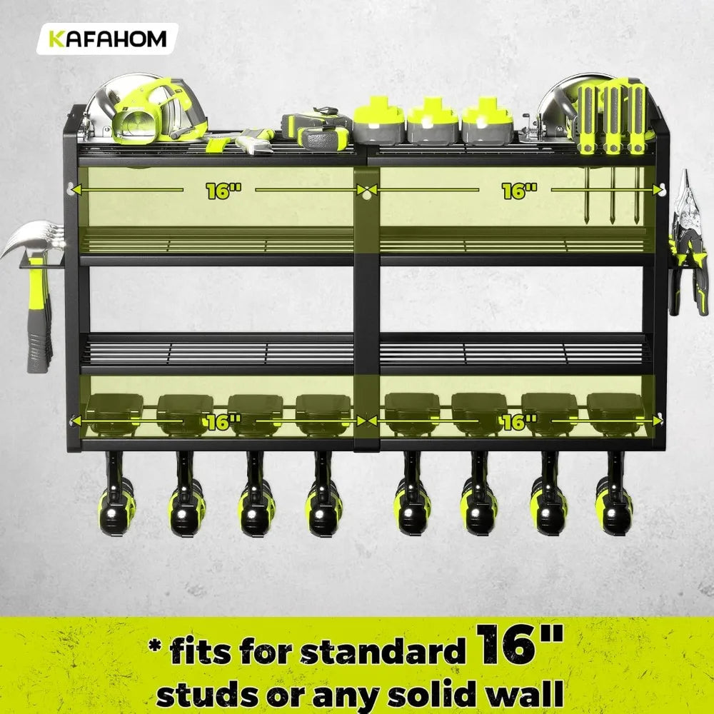 4 Layer Heavy Duty Metal Power Tool Storage Rack,Garage Tool Organizer and Storage with Screwdriver Holder Holder/Hammer Holder    Home Decor Supply | Online Retail | ShoreShopper.com