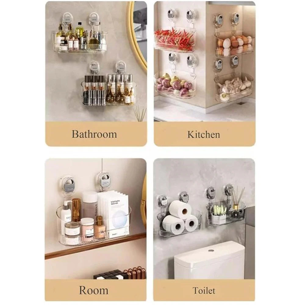 Multi-functional Bathroom Shelf with Suction Cup No Drilling Needed Shower Caddy for Shampoo Conditioner Soap Razors kitchen ﻿    Home Decor Supply | Online Retail | ShoreShopper.com