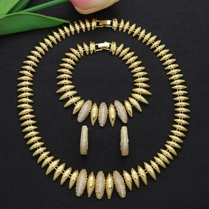 Dubai Vintage Jewelry Sets For Women Luxury Design Shiny Zircon Gold Plated Necklace Earring Bangle Wedding Party Accessories    Home Decor Supply | Online Retail | ShoreShopper.com