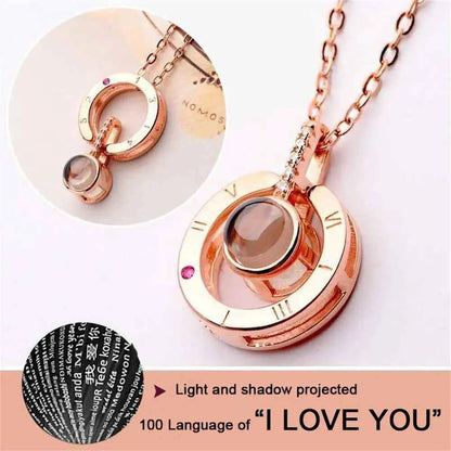 New Letter Necklace 100 Languages I Love You Projection Pendant Necklace Women Jewelry Collier Femme Bijoux Best Friends Gifts