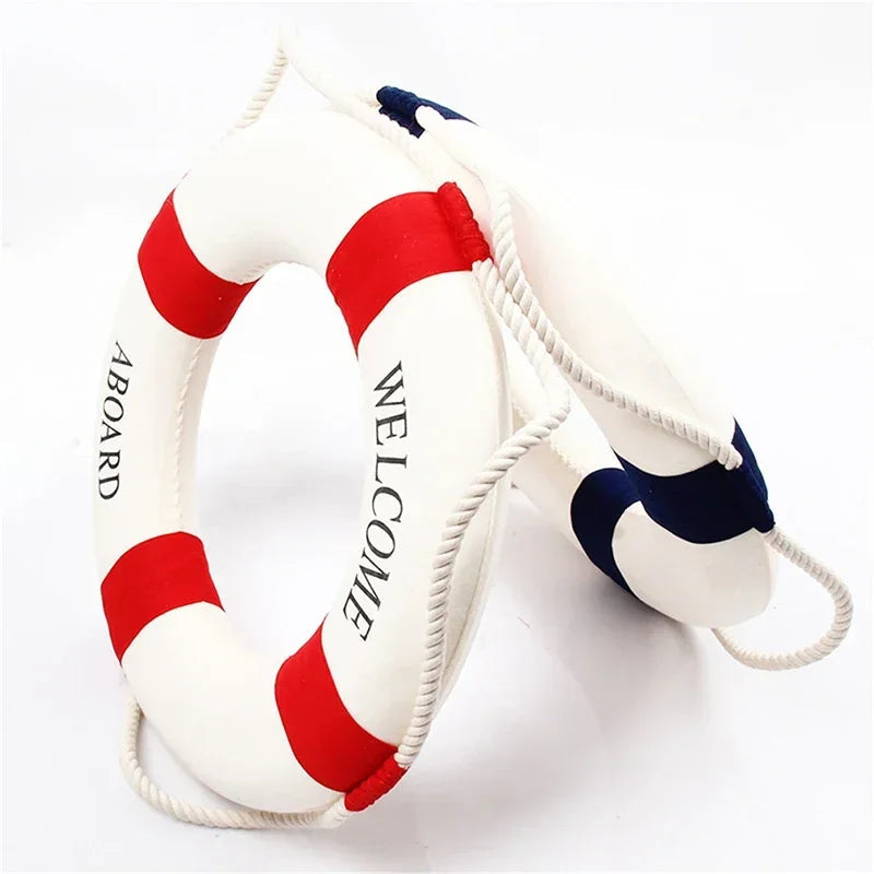 Nautical Style Welcome Decorative Red Blue Life Buoy Home Marine Beach Wall Decoration Crafts Living Room    Your Coastal Marketplace | Shoreshopper.com