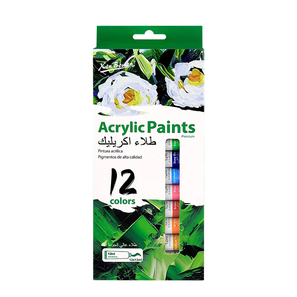 12Color Acrylic Paint Set 12ml Tubes Waterproof Art Supplies for Beginner Artists DIY Painting on Canvas Wall Art Craft Projects    Home Decor Supply | Online Retail | ShoreShopper.com