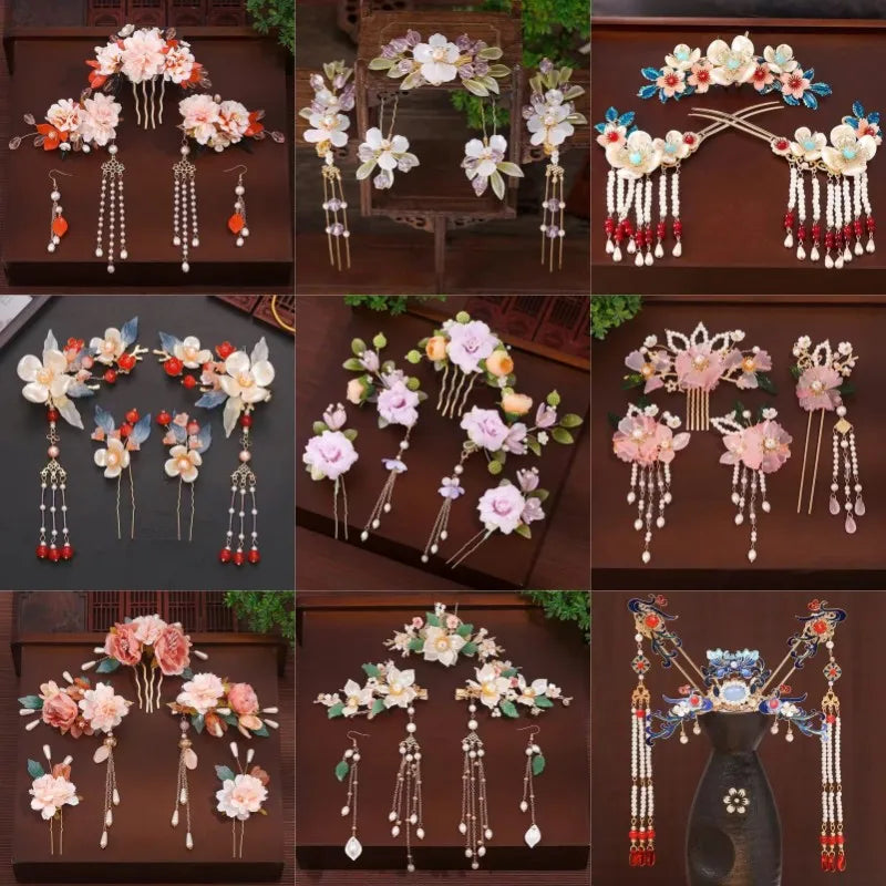 1 Set Ancient Headwear Hairpins Complete Super Immortal Made Headwear New Simple Pink flower Children's Ancient Headwear    Your Coastal Marketplace | Shoreshopper.com
