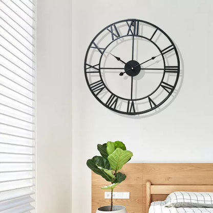 60CM Large 3D Wall Clocks Roman Numerals Retro Round Metal Iron Accurate Silent Nordic Hanging Ornament Living Room Decoration    Home Decor Supply | Online Retail | ShoreShopper.com