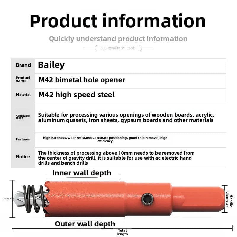 M42 bi-metal woodworking hole saw for drywall, PVC, plastic, iron plate, and recessed light drilling.    Home Decor Supply | Online Retail | ShoreShopper.com