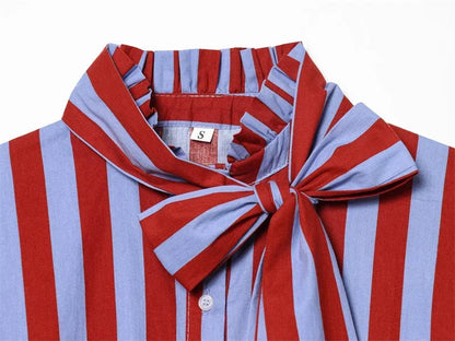 Women's Shirt 2026 Summer New Style Striped Sleeveless Waist-Fitted Shirt with Bow Decoration Romantic Style Personality Fashion    Your Coastal Marketplace | Shoreshopper.com