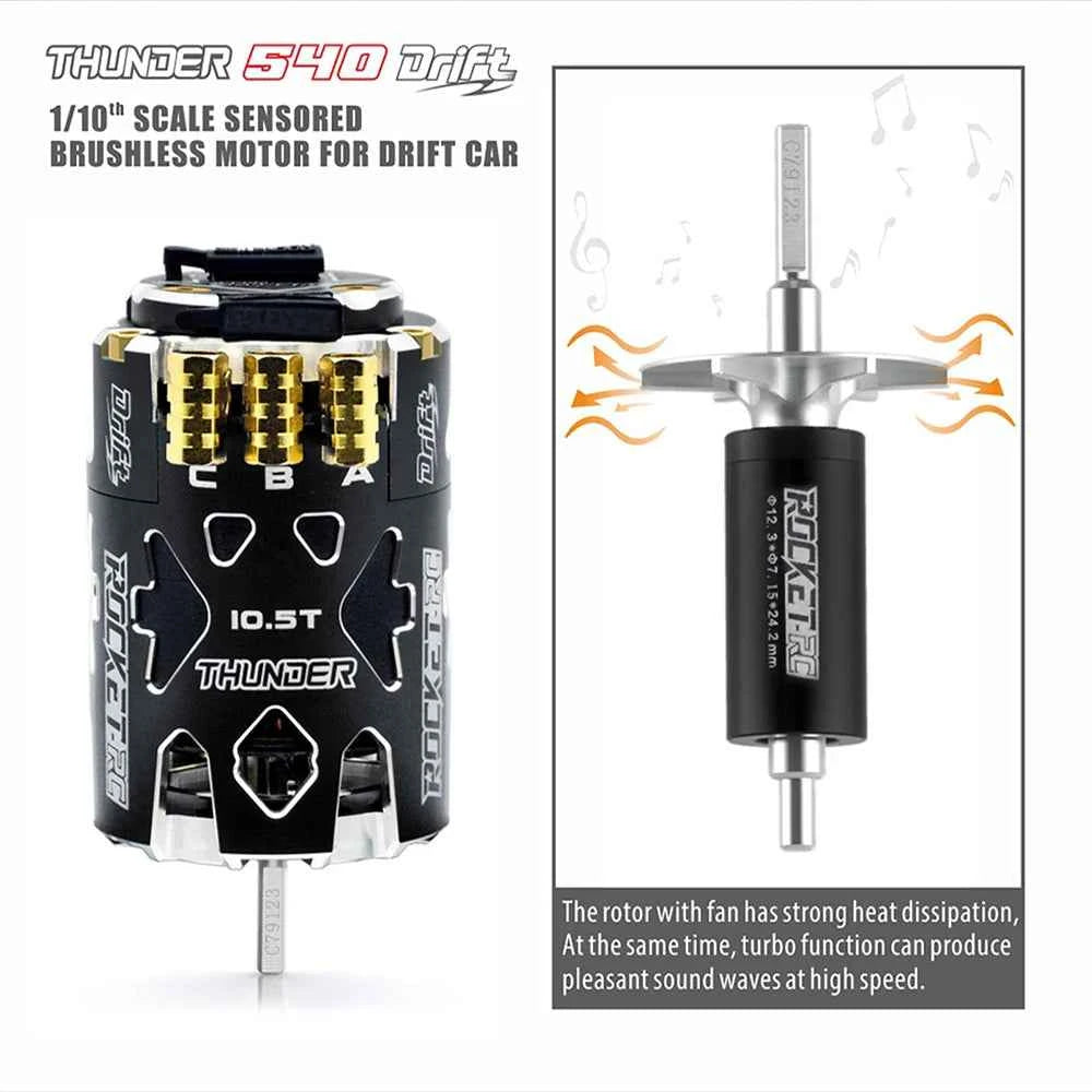 Rocket-RC Thunder 540 Sensored Brushless Motor 10.5T 13.5T 2-3S 3.175 mm Shaft for 1/10 RC Racing Drift Car Parts Surpass Hobby