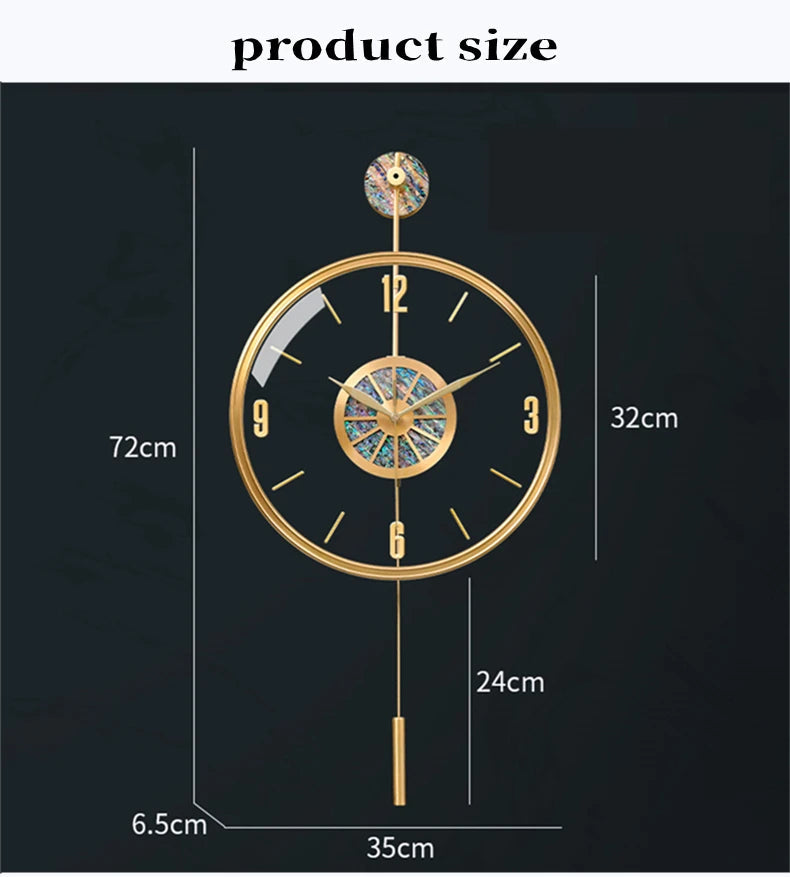 Modern Luxury Large Wall Clock With Pendulum Minimalist Decorative Art Silent Clock Nordic Living Room Bedroom Office Wall Clock    Home Decor Supply | Online Retail | ShoreShopper.com