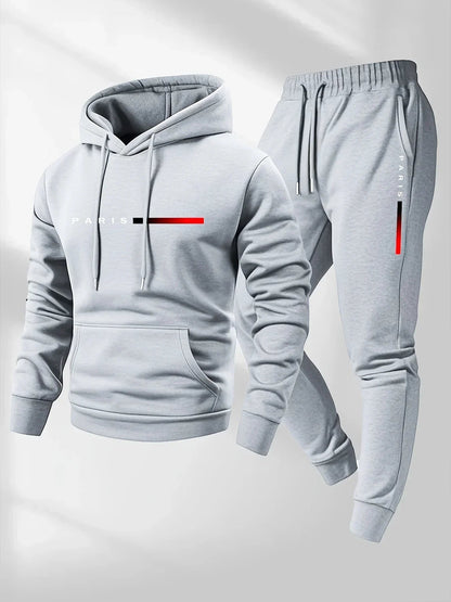 Paris Letter Printed Sweatshirt Set Men's Wool Hooded Sweatshirt Pants Set Spring and Autumn Winter Warm Casual Sportswear Set    Home Decor Supply | Online Retail | ShoreShopper.com