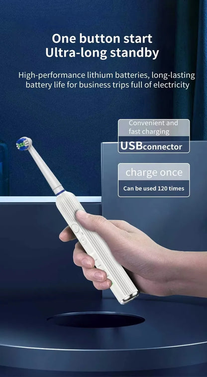 Compatible with Oral B Sonic Electric Toothbrush Smart Ultrasonic Dental Teeth Whitening Rechargeable Adult Tooth Brush 3 Head - ShoreCo.Shop
