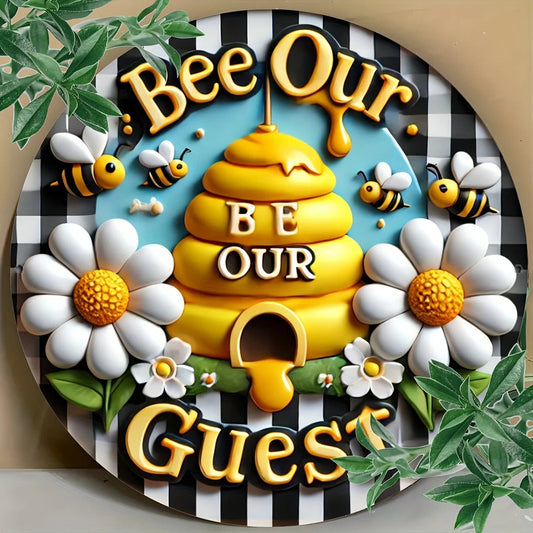 1pc 8x8 Inch Round Aluminum Metal Sign, Bee Wreath Wall Art, Summer Home Decor, Outdoor Indoor Door Decoration    Home Decor Supply | Online Retail | ShoreShopper.com