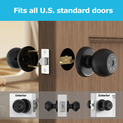 Viladepot Ball-Shaped Smart Lock Fingerprint, App-Controlled, Passcode, and Electronic Touchscreen Keypad Door Lock Smart Handle - ShoreCo.Shop