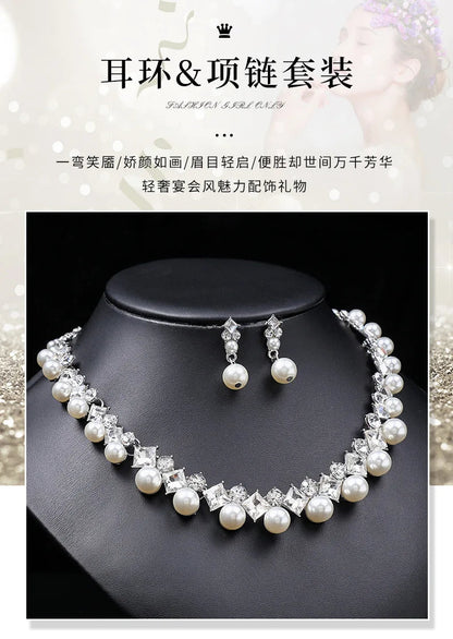New pearl gemstone jewellery woman necklace set for women jewelry sets light luxury Women's earrings lock bone chain alloy    Home Decor Supply | Online Retail | ShoreShopper.com