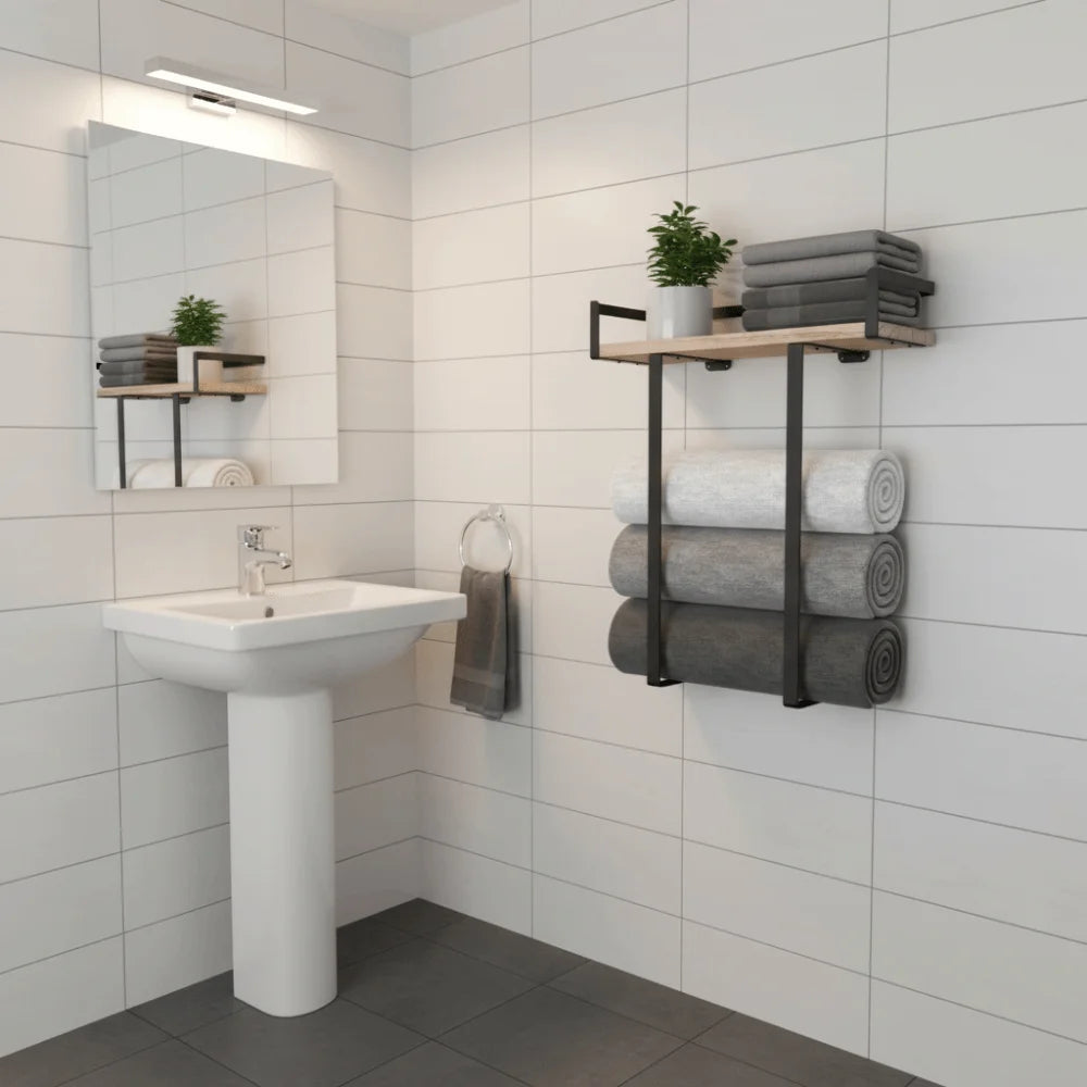 Wood and Iron Bathroom Shelf Rectangle Shape Rust Proof Shower Shelf Large Capacity Space Saving Wall Mounted Shelf    Home Decor Supply | Online Retail | ShoreShopper.com