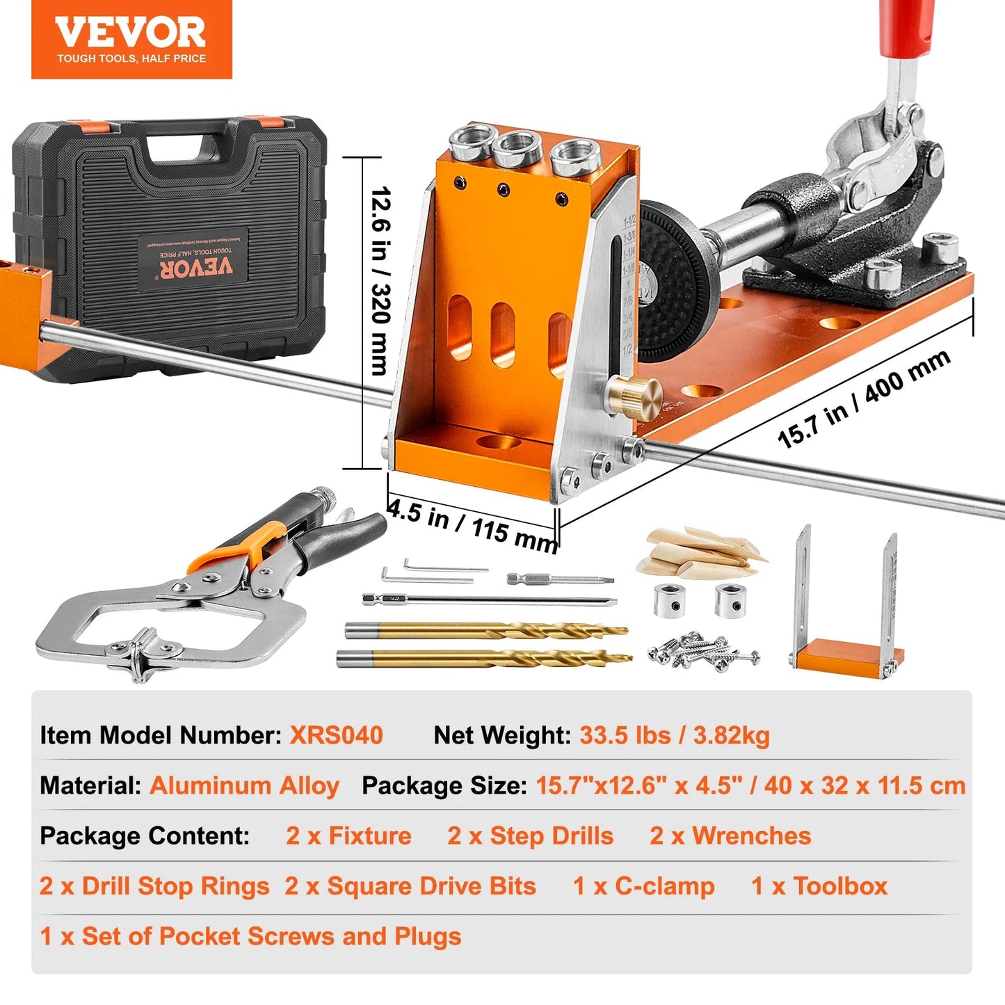 SucceBuy 30 Pcs Pocket Hole Jig Kit Adjustable & Easy to Use Pocket Hole Jig System with Step Drills Wrenches Drill Stop Rings    Home Decor Supply | Online Retail | ShoreShopper.com
