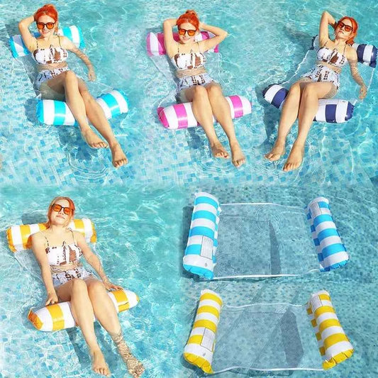 Swimming Pool Loungers, Inflatable Float Beds, Foldable Striped Swimming Floats, Pool Parties, Beach Accessories
