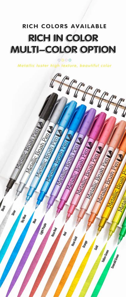 12 Colors Brush Metallic Paint Markers Pens for Rock Painting Stone Ceramic Wood Fabric Pebbles Scrapbook Journals Photo Albums    Home Decor Supply | Online Retail | ShoreShopper.com