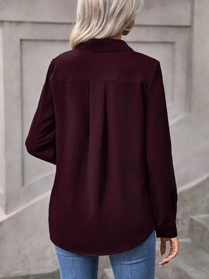 Women Shirt Blouse New Long Sleeve Turn Down Collar Solid Casual Shirt Blouse Women Tops Blouses Shirts Blusas Para Mujer