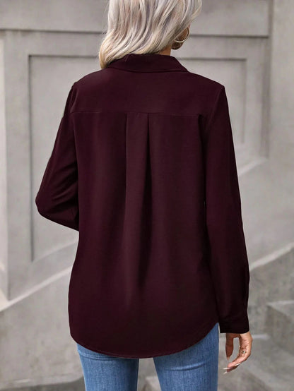 Women Shirt Blouse New Long Sleeve Turn Down Collar Solid Casual Shirt Blouse Women Tops Blouses Shirts Blusas Para Mujer    Your Coastal Marketplace | Shoreshopper.com