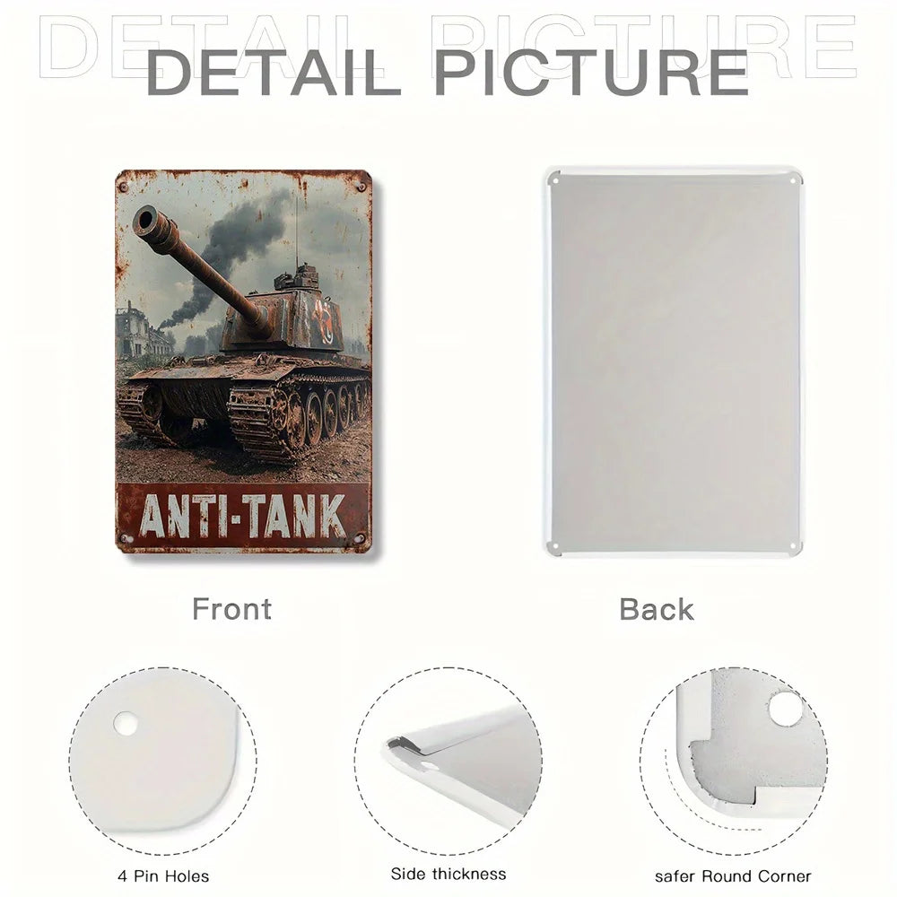Vintage German Tiger Tank Aluminum Metal Sign - Rustic Wall Art for Home, Bar, Cafe, Garage - 8x12 Inch Gift for Military Fans    Home Decor Supply | Online Retail | ShoreShopper.com