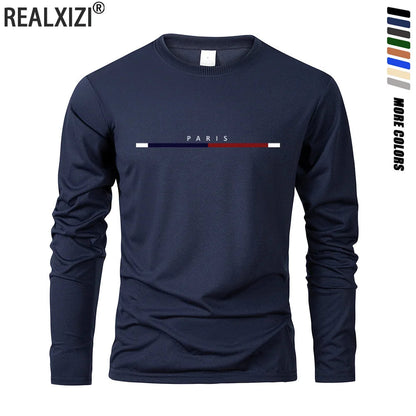 Men's Long Sleeve T Shirts of PARIS Printing Solid Color Casual Tops Autumn High Quality Loose T-Shirt Men Classic Clothing    Home Decor Supply | Online Retail | ShoreShopper.com