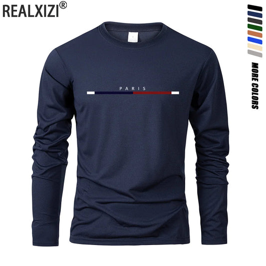 Men's Long Sleeve T Shirts of PARIS Printing Solid Color Casual Tops Autumn High Quality Loose T-Shirt Men Classic Clothing    Home Decor Supply | Online Retail | ShoreShopper.com