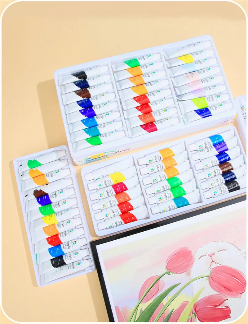Acrylic Paint Set 12/18/24/36 Colors 12ml Tubes Non-Toxic Waterproof Art Craft Paints for Artists Kids Beginners School Supplies    Home Decor Supply | Online Retail | ShoreShopper.com