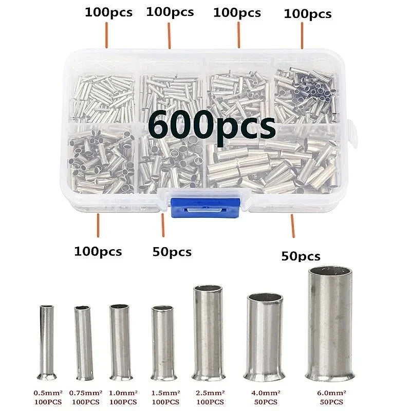 600/700pcs Bare Terminal Tubular Wire End Ferrules Mix Size Uninsulated Cable Sleeves Simple for Wire Connection Pin Crimp    Home Decor Supply | Online Retail | ShoreShopper.com