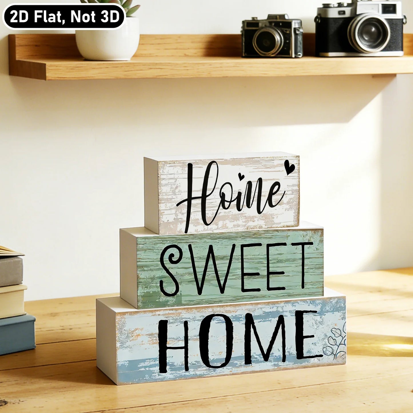 PVC Farmhouse Tabletop Plaques & Signs, Rustic Home Tiered Tray Decor, Table Ornament for Kitchen Shelf, Home Sweet Home Sign - ShoreCo.Shop