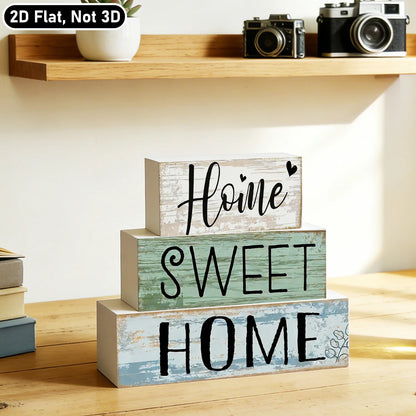PVC Farmhouse Tabletop Plaques & Signs, Rustic Home Tiered Tray Decor, Table Ornament for Kitchen Shelf, Home Sweet Home Sign - ShoreCo.Shop
