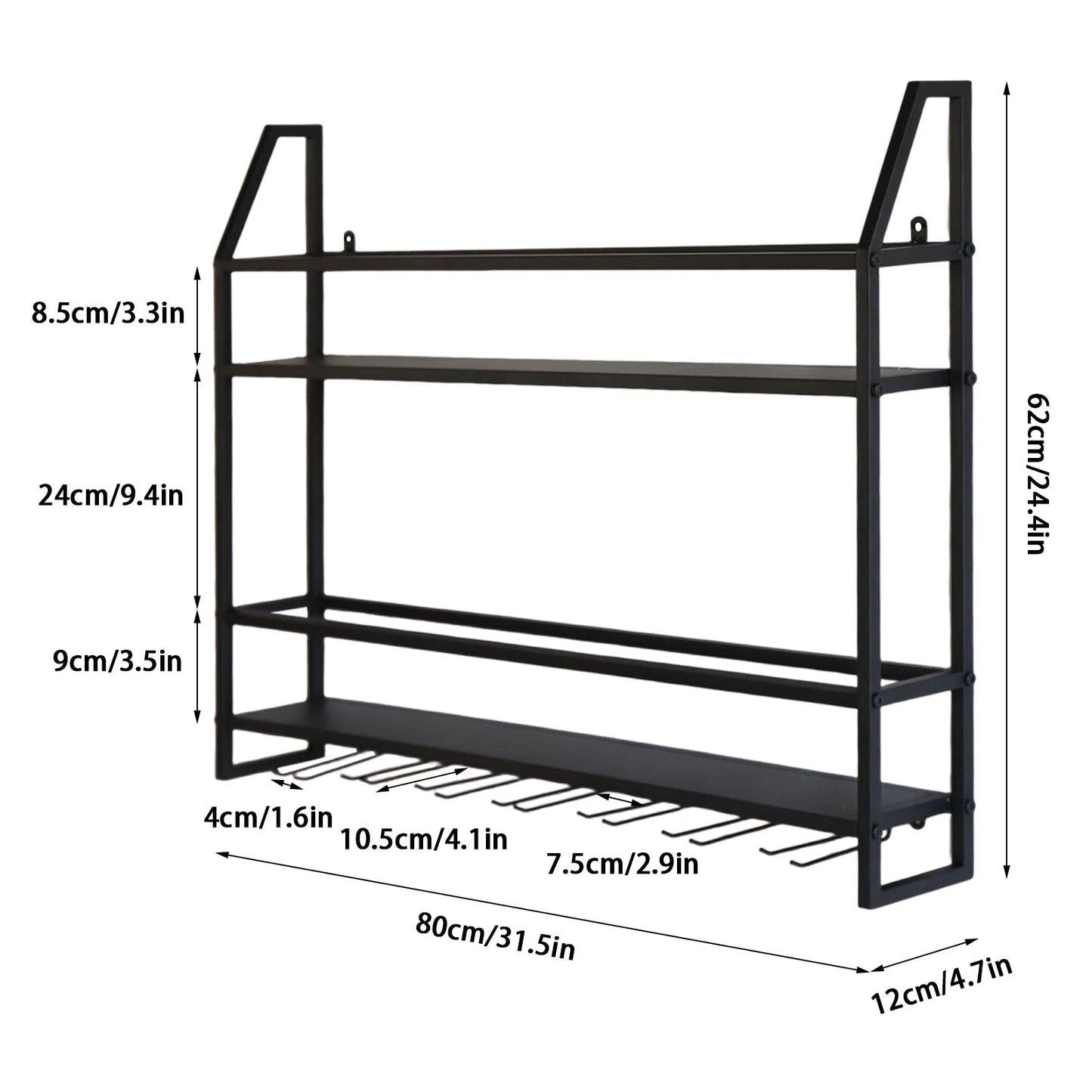 Wall Mounted Iron Wine Rack Bottle Champagne Glass Holder Shelves Bar Home Party Light and Strong Durable Unique Design Decor    Home Decor Supply | Online Retail | ShoreShopper.com