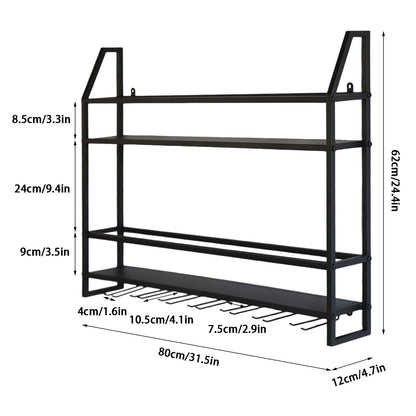 Wall Mounted Iron Wine Rack Bottle Champagne Glass Holder Shelves Bar Home Party Light and Strong Durable Unique Design Decor    Home Decor Supply | Online Retail | ShoreShopper.com