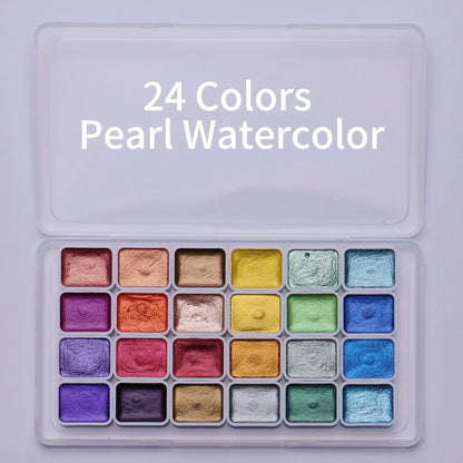 20/24/60/72 Colors Pearl Watercolor Pigment,Metallic,Shimmer,Glitter Solid Paint Mini Travel Portable Kit for Painting,Writing    Home Decor Supply | Online Retail | ShoreShopper.com