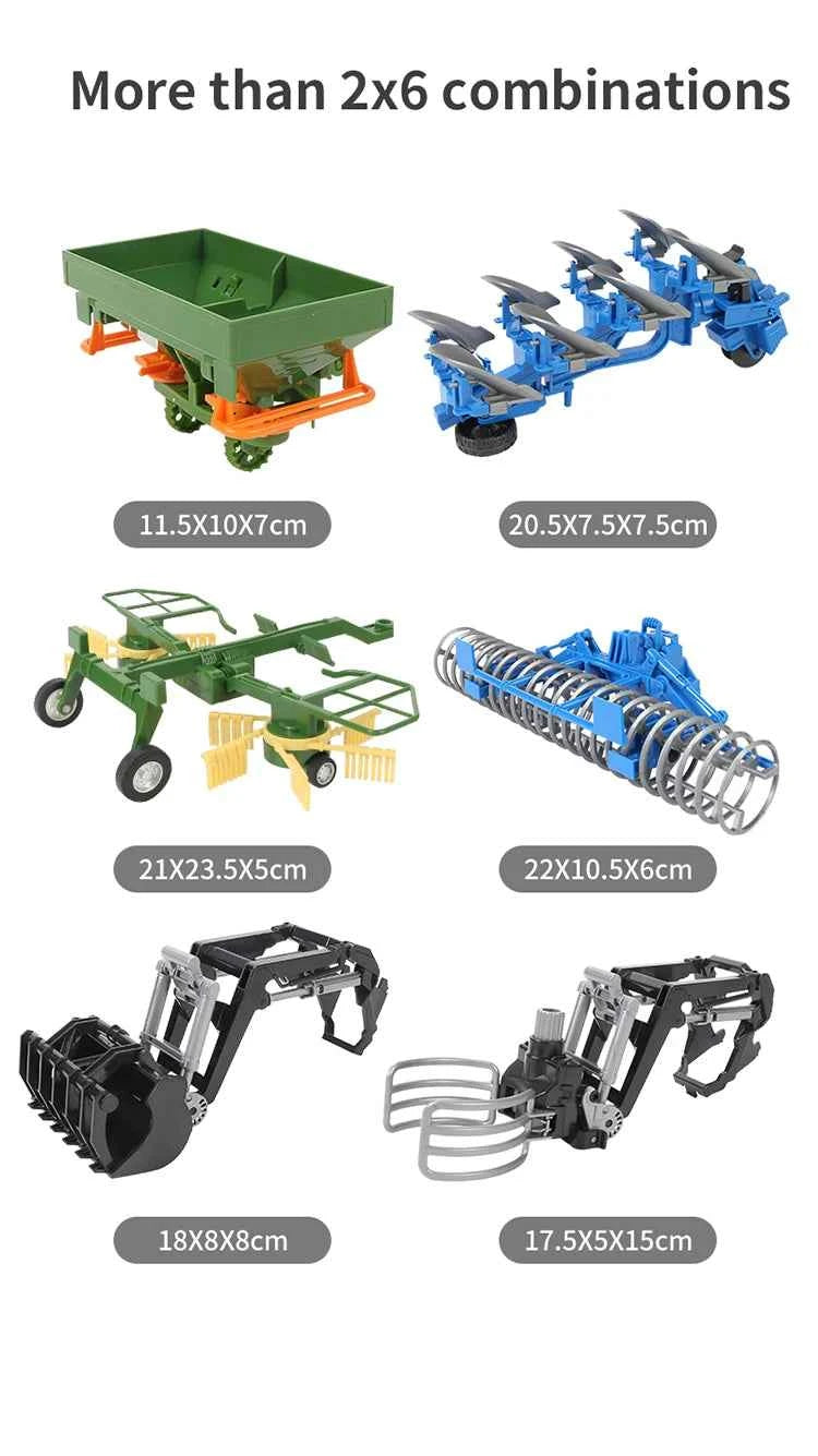 RC Farm Tractors Car 1/24 Radio Controlled Cars and Trucks 2.4G with Light Simulated Engineering Truck Model Toys for Children