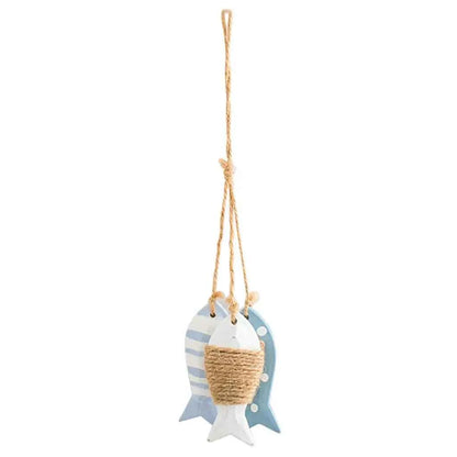 Nautical Theme 3 Fishes Wall Decor Hanging Ornaments Hand Carved Mediterranean Style Wall Hanging Sculptures For Home OfficeGift