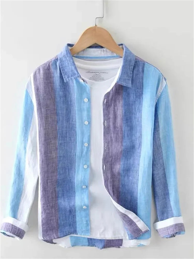 Striped shirt men's 2025 Man Plaid Shirts Cotton Chemise Male Blouses Casual Long Sleeve Formal Business Shirt Men's Clothing    Home Decor Supply | Online Retail | ShoreShopper.com