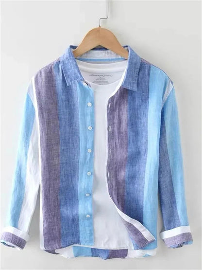 Striped shirt men's 2025 Man Plaid Shirts Cotton Chemise Male Blouses Casual Long Sleeve Formal Business Shirt Men's Clothing    Home Decor Supply | Online Retail | ShoreShopper.com