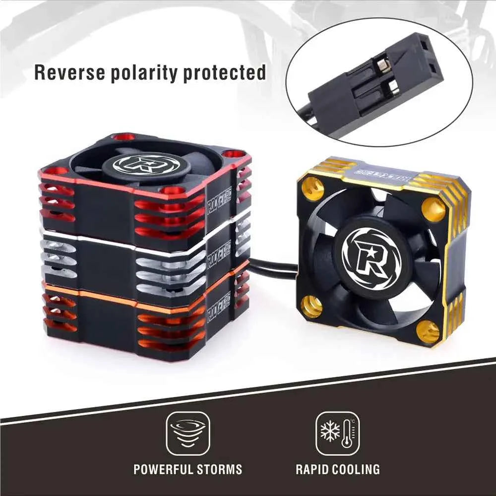 ROCKET-RC 25/30/35/40/50mm V2 Metal Cooling Fan 32000/28000/21000/16000/10000RPM for 1/8 1/10 1/12 RC Car 540/550/3650 Motor ESC