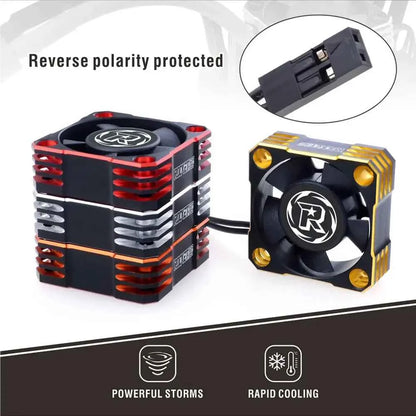 ROCKET-RC 25/30/35/40/50mm V2 Metal Cooling Fan 32000/28000/21000/16000/10000RPM for 1/8 1/10 1/12 RC Car 540/550/3650 Motor ESC